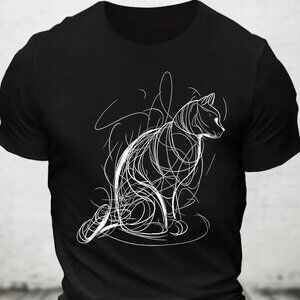 Cat Lines Cotton T-Shirt